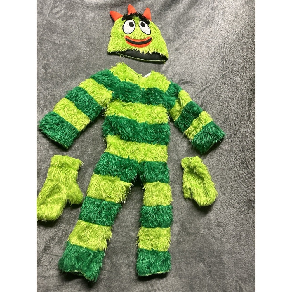 Yo Gabba Gabba Brobee Deluxe Toddler 2T Hat Mittens Full Costume Set Halloween